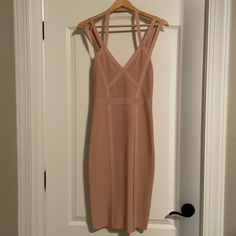 Bebe light pink bodycon dress